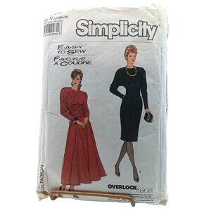 Simplicity 8282 Vintage Sewing Pattern Misses Dress Easy To Sew 1987 Size 10-14